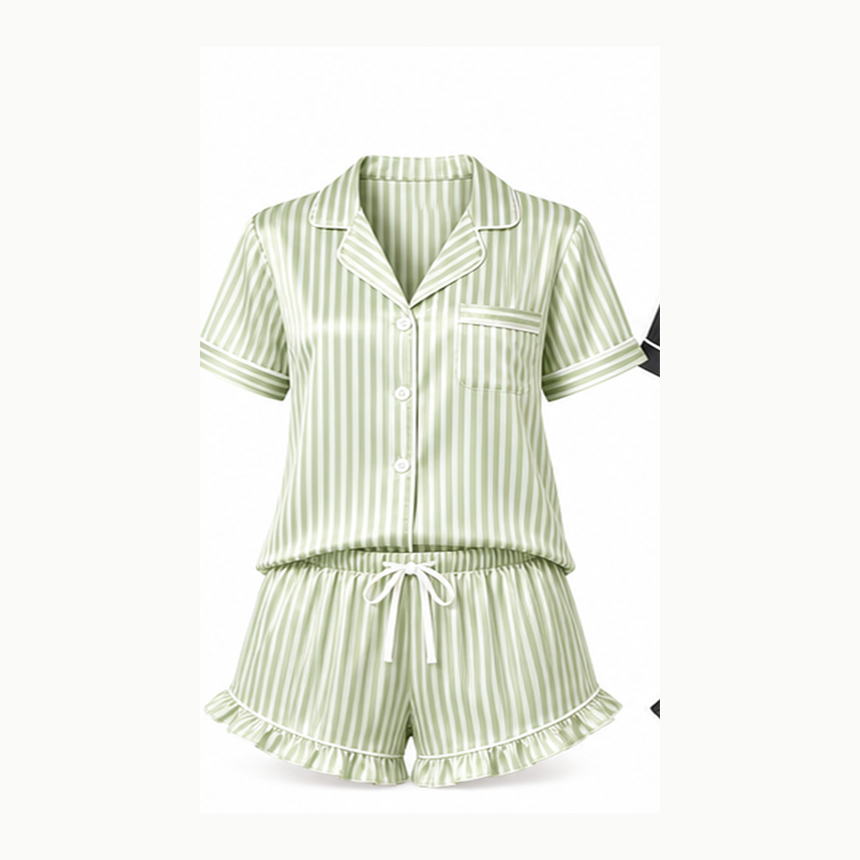 Women's Striped Short Sleeve Pajama Set Packs - green stripe single pajama set