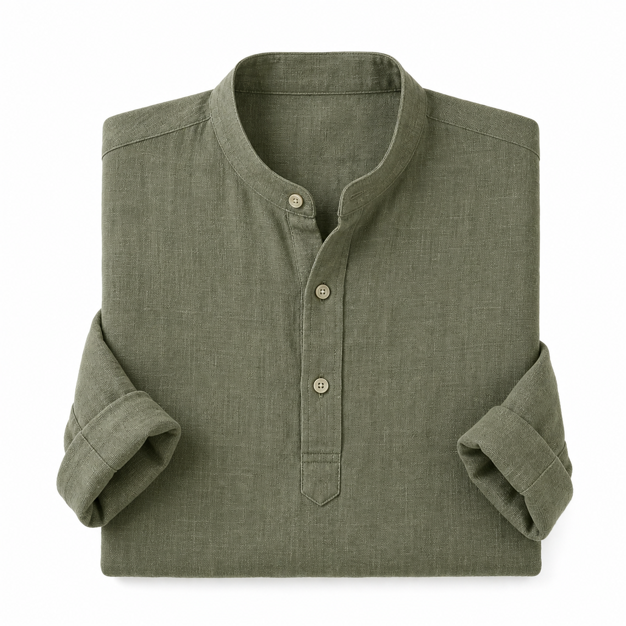 Men's Linen-Look Long Sleeve Henley Vacation Shirts Packs - sku green