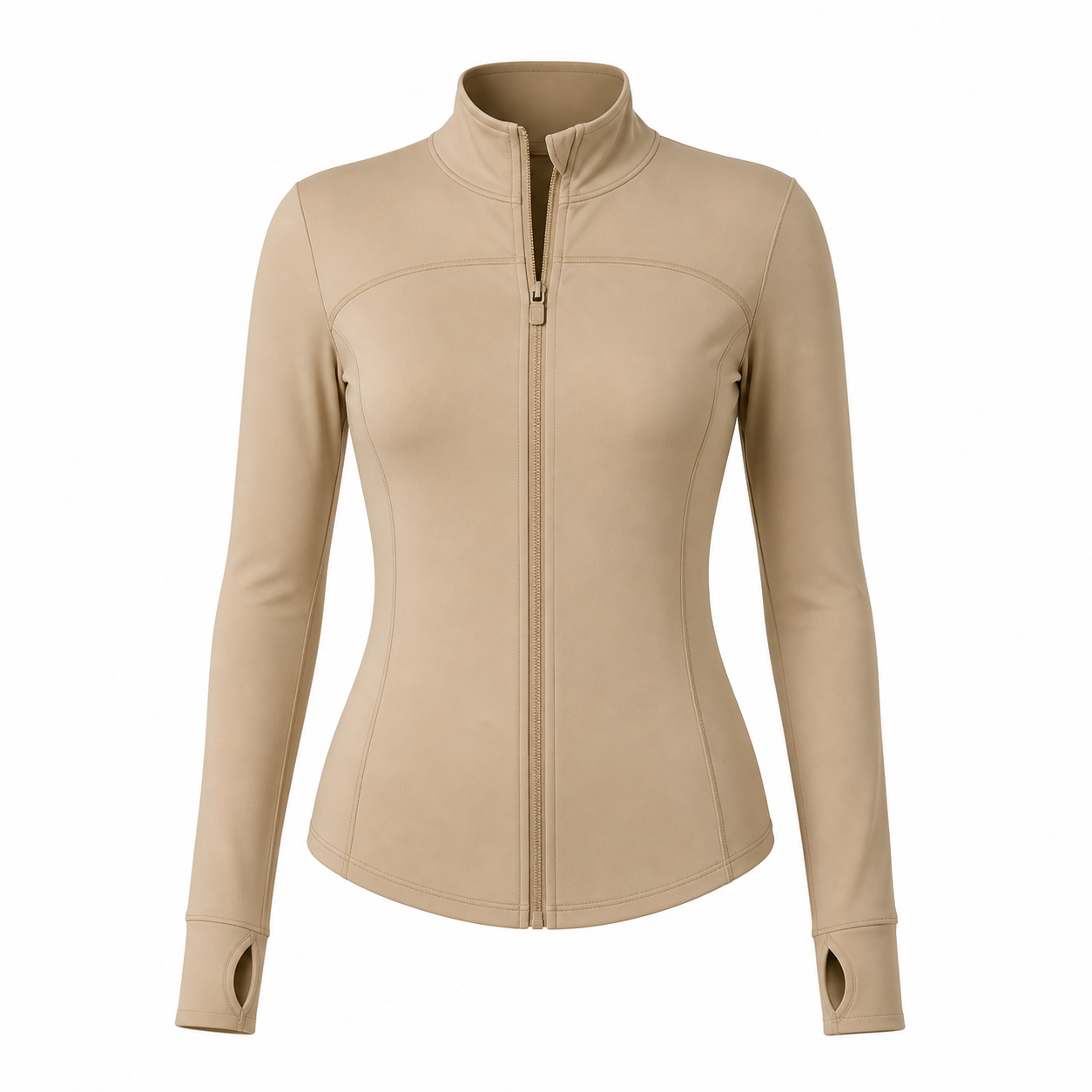 Women's Slim Fit Full Zip Jacket Packs - latte full zip jacket