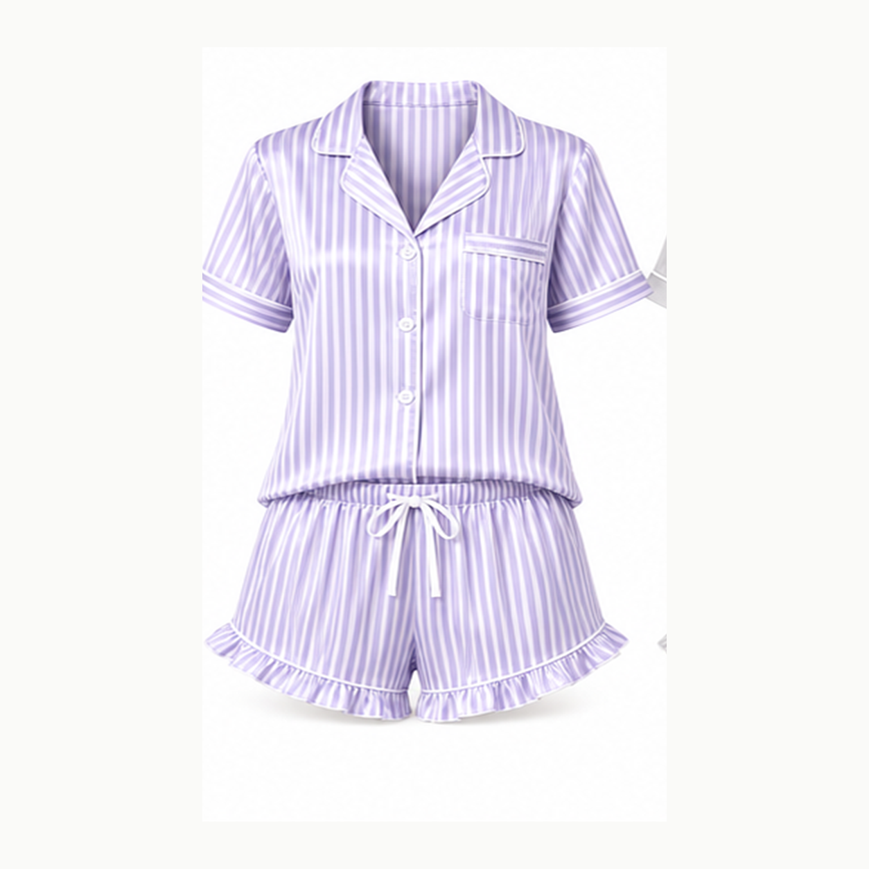 Women's Striped Short Sleeve Pajama Set Packs - lavender stripe single pajama set