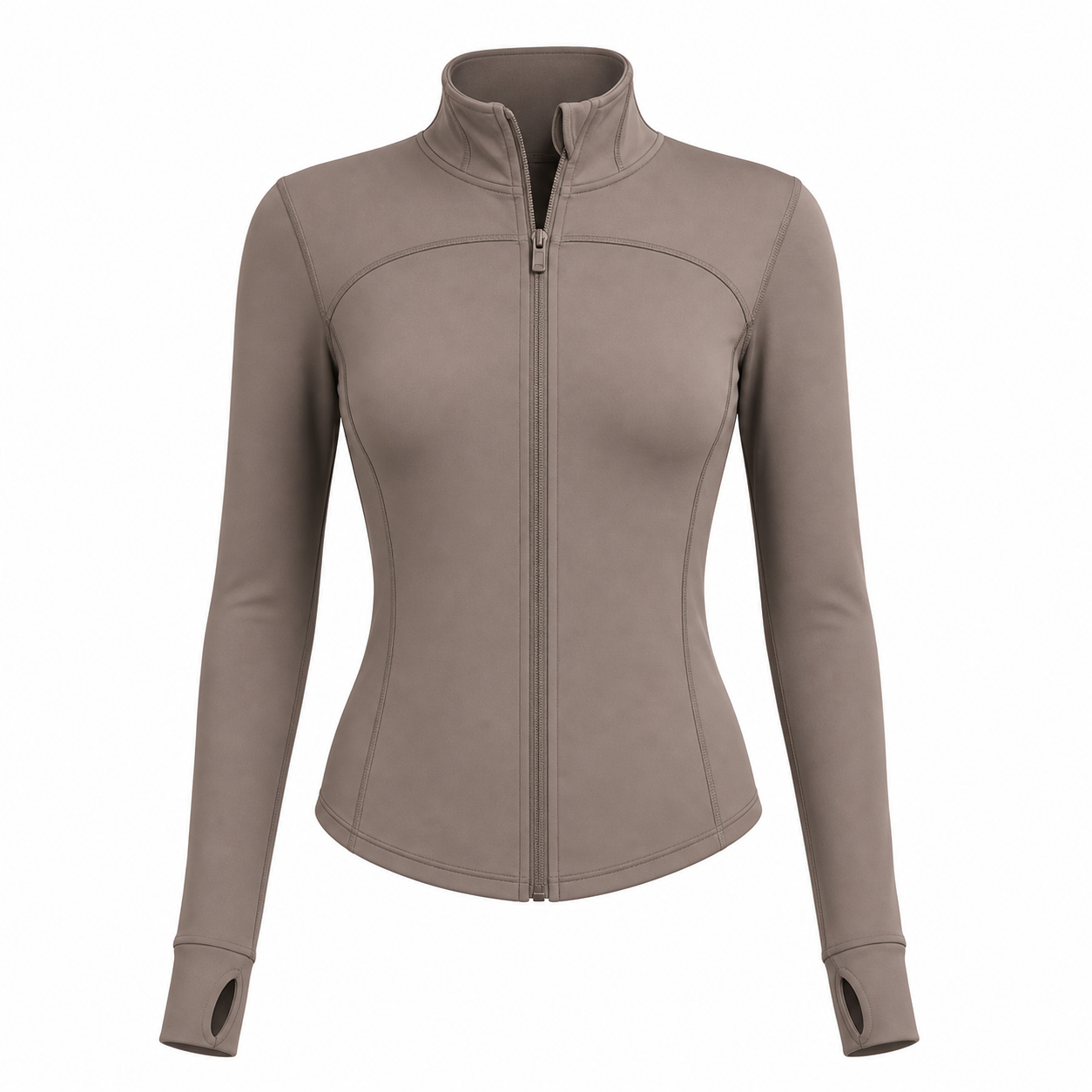 Women's Slim Fit Full Zip Jacket Packs - mocha full zip jacket