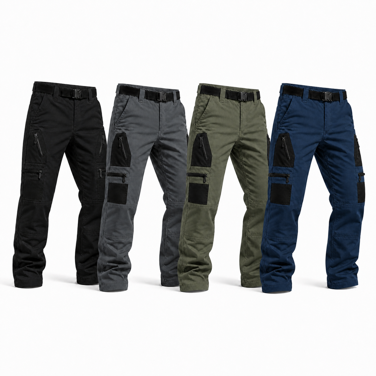 Men's Multi-Pocket Tactical Work Pants Packs - 4-Pack Everyday Set