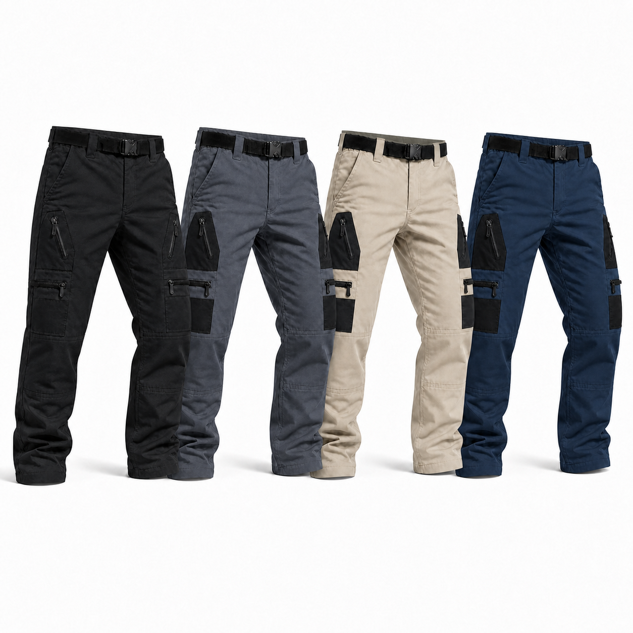 Men's Multi-Pocket Tactical Work Pants Packs - 4-Pack Outdoor Set