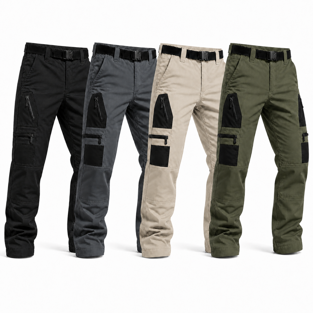 Men's Multi-Pocket Tactical Work Pants Packs - 4-Pack Work Set