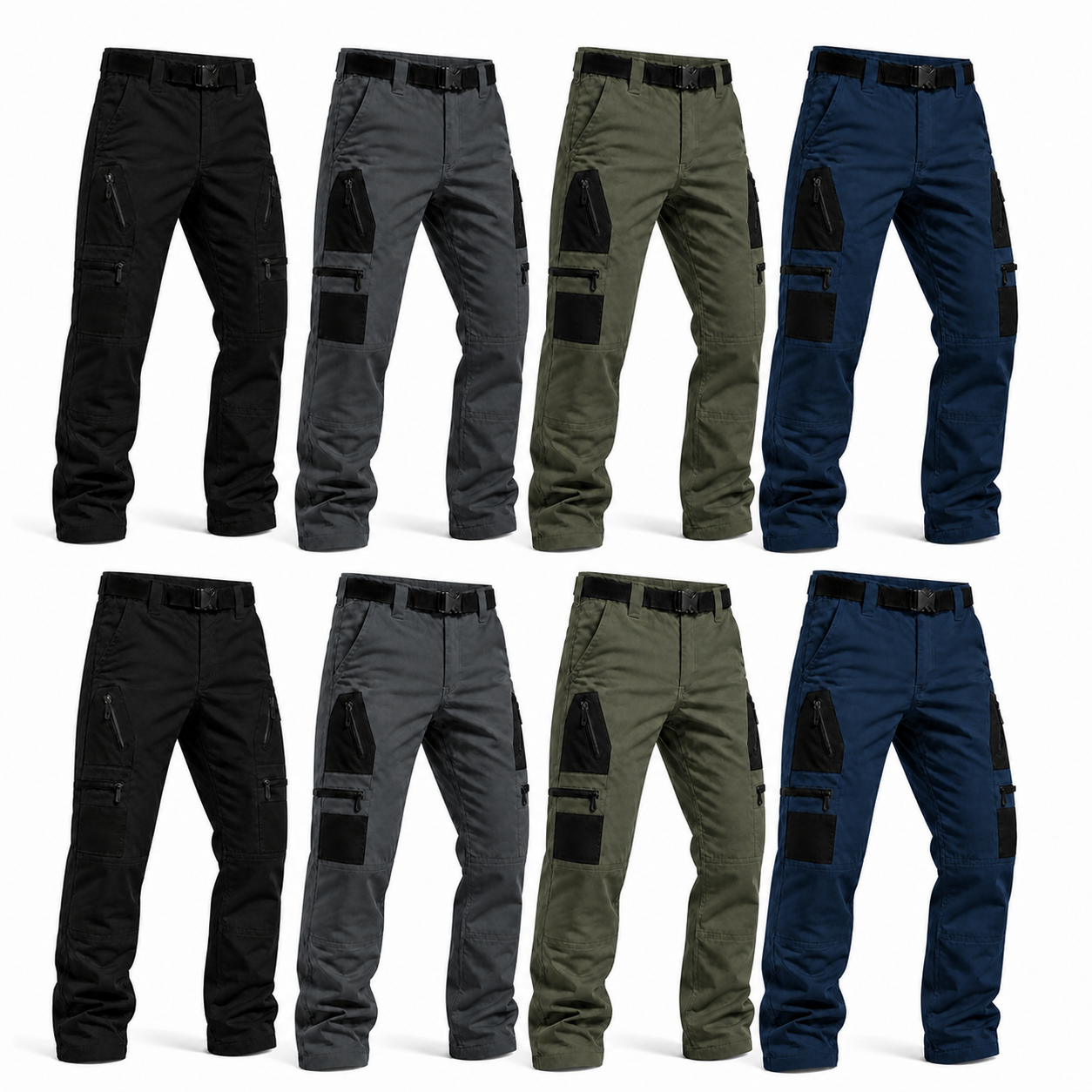 Men's Multi-Pocket Tactical Work Pants Packs - 8-Pack Everyday Set