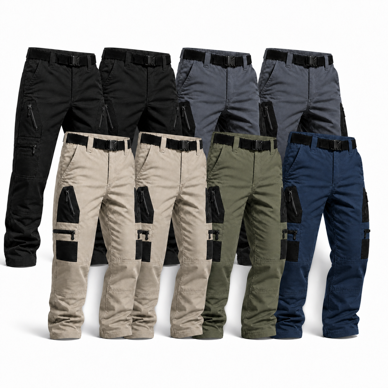 Men's Multi-Pocket Tactical Work Pants Packs - 8-Pack Mixed Set