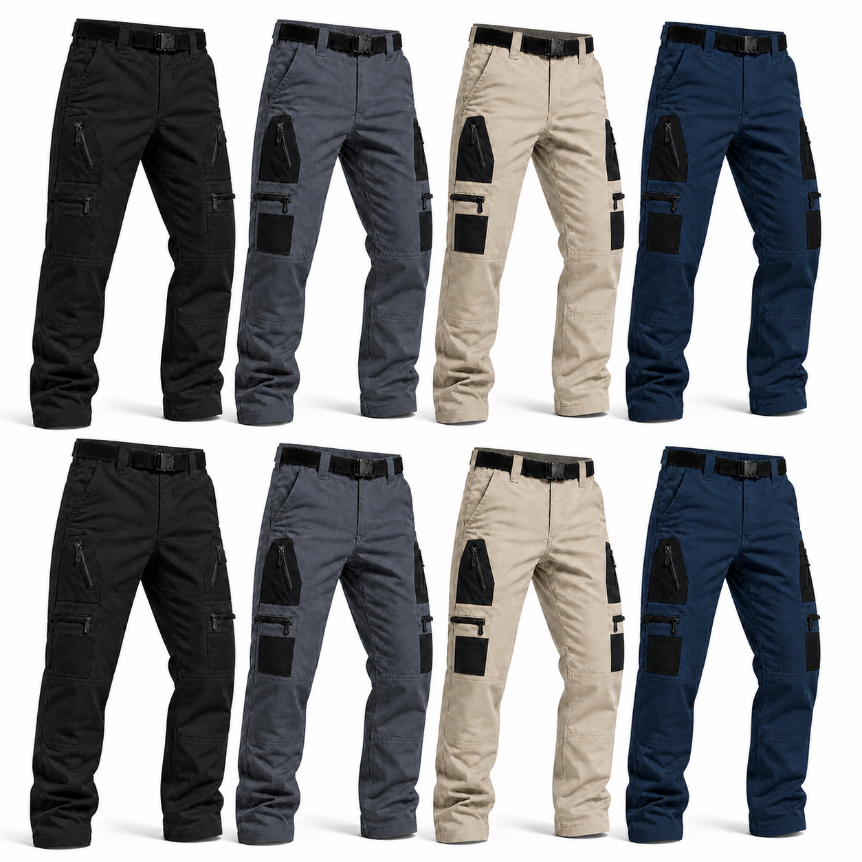 Men's Multi-Pocket Tactical Work Pants Packs - 8-Pack Outdoor Set
