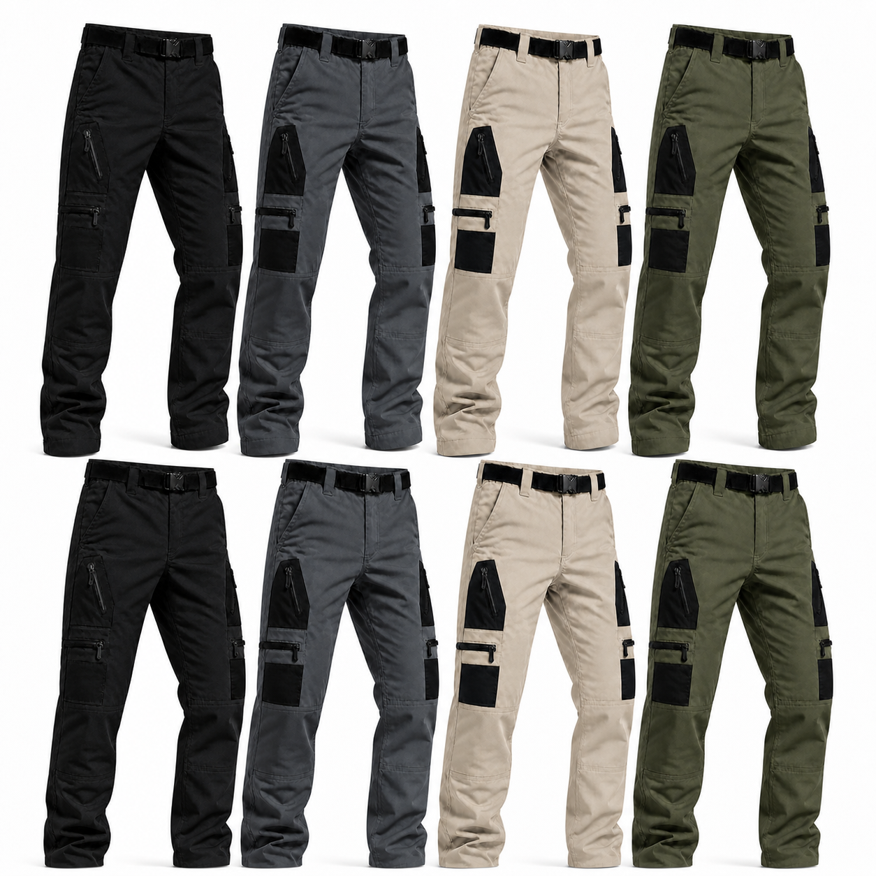 Men's Multi-Pocket Tactical Work Pants Packs - 8-Pack Work Set