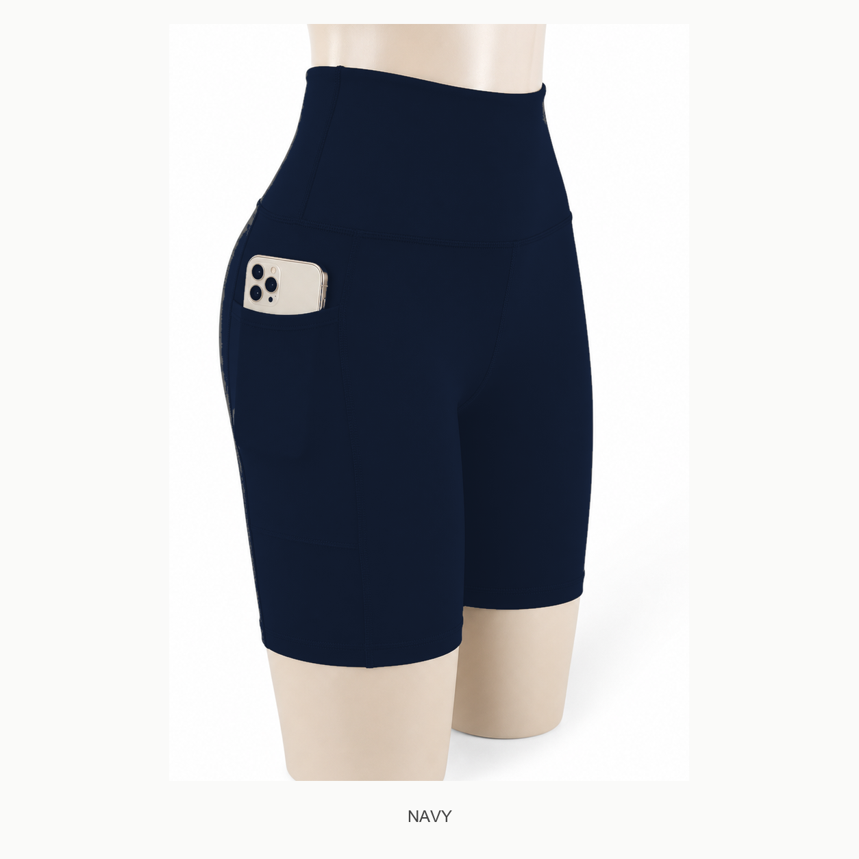 Women's High Waisted Biker Shorts with Pockets Packs - navy biker shorts