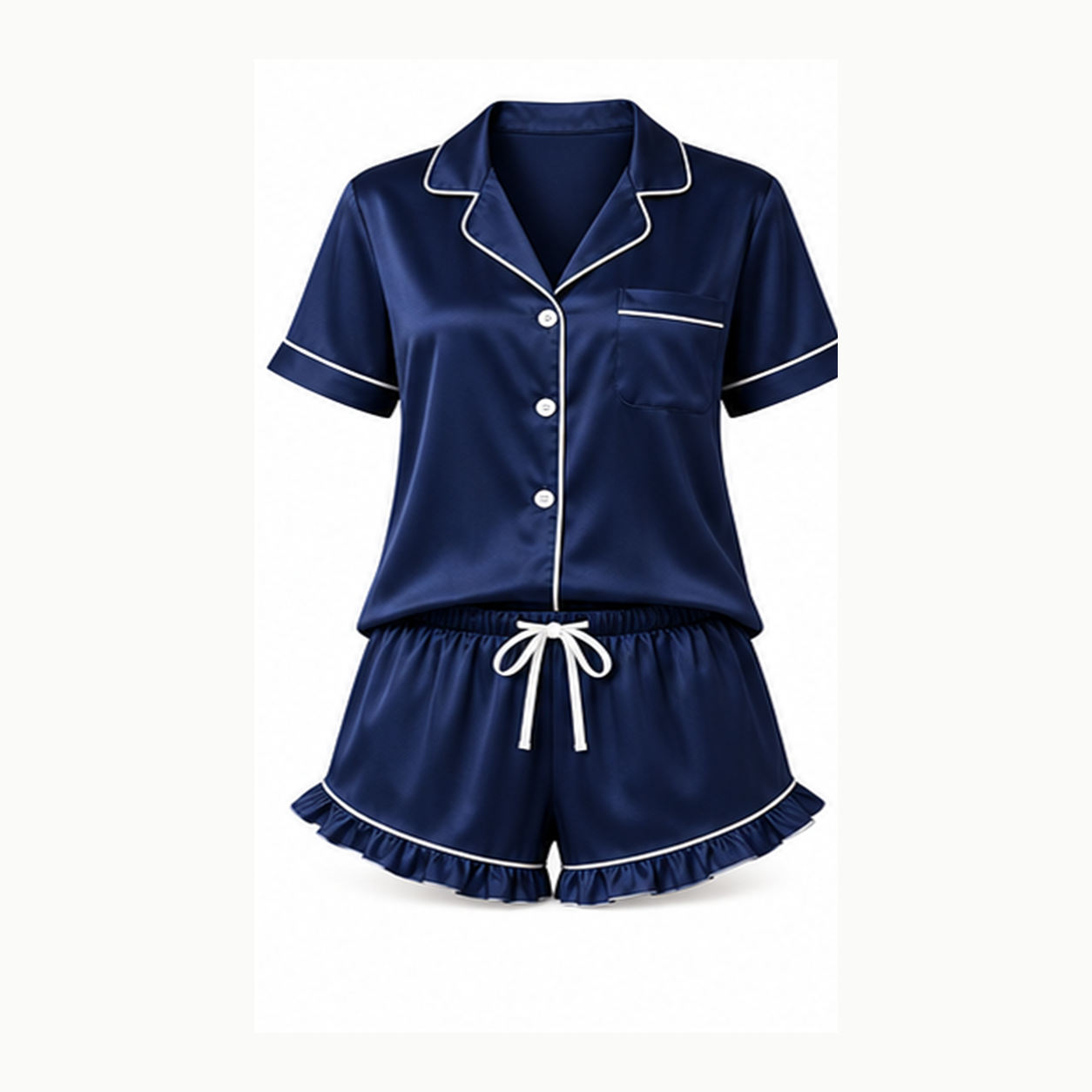 Women's Striped Short Sleeve Pajama Set Packs - navy solid single pajama set