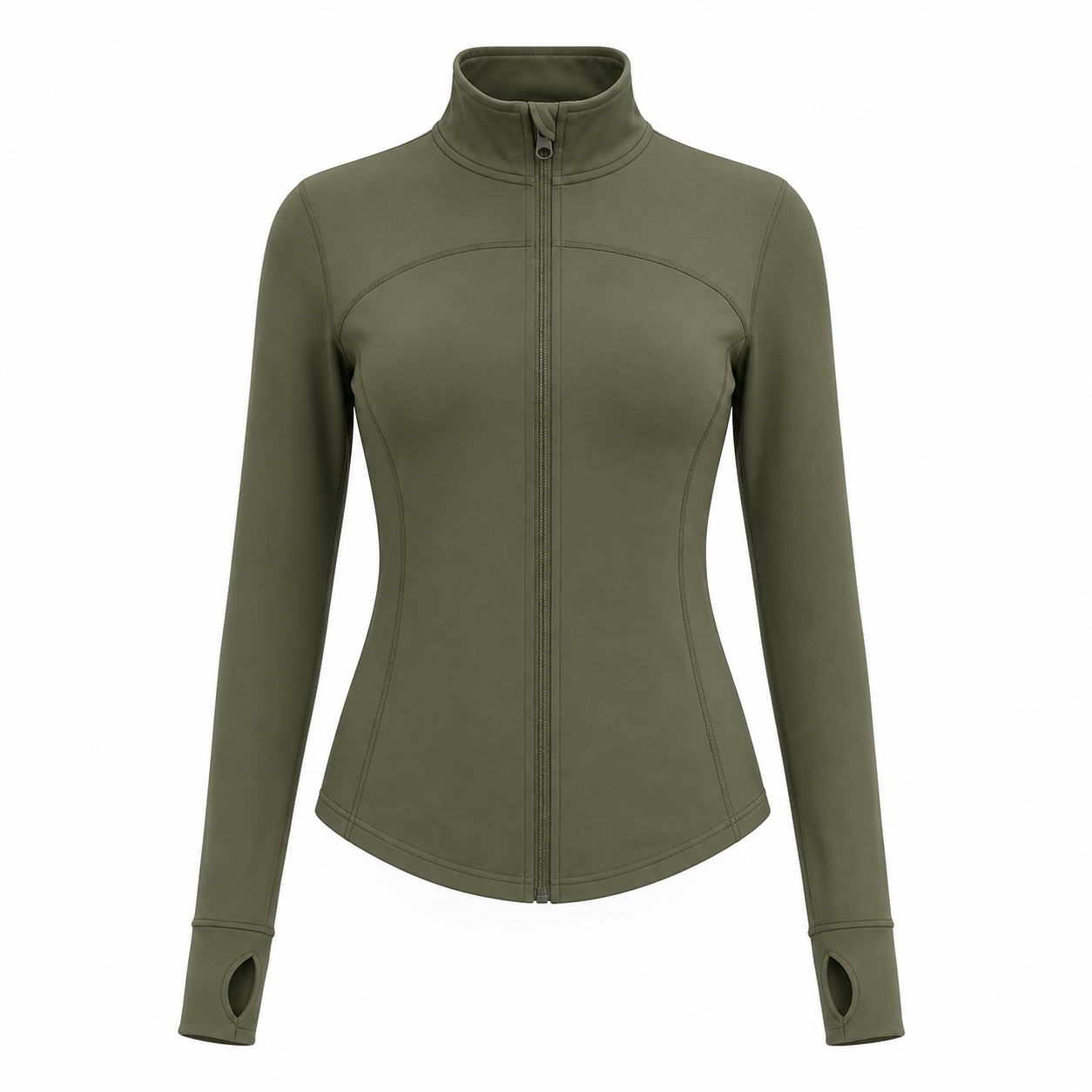 Women's Slim Fit Full Zip Jacket Packs - olive green full zip jacket