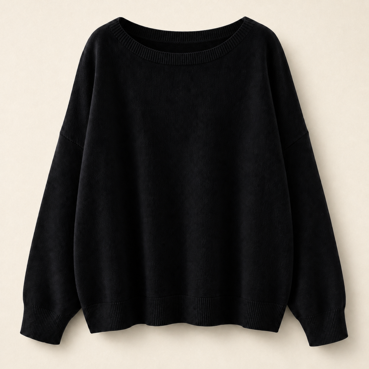 Women's relaxed boxy knit sweater - Single Pack — Black, S