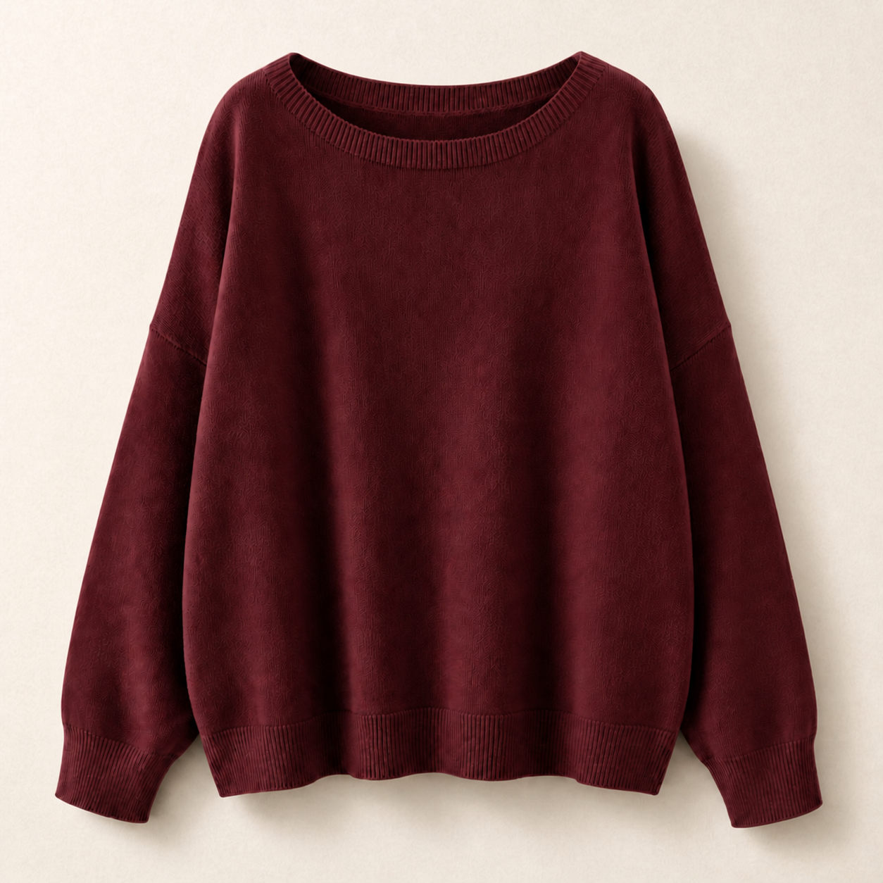 Women's relaxed boxy knit sweater - Single Pack — Burgundy, L