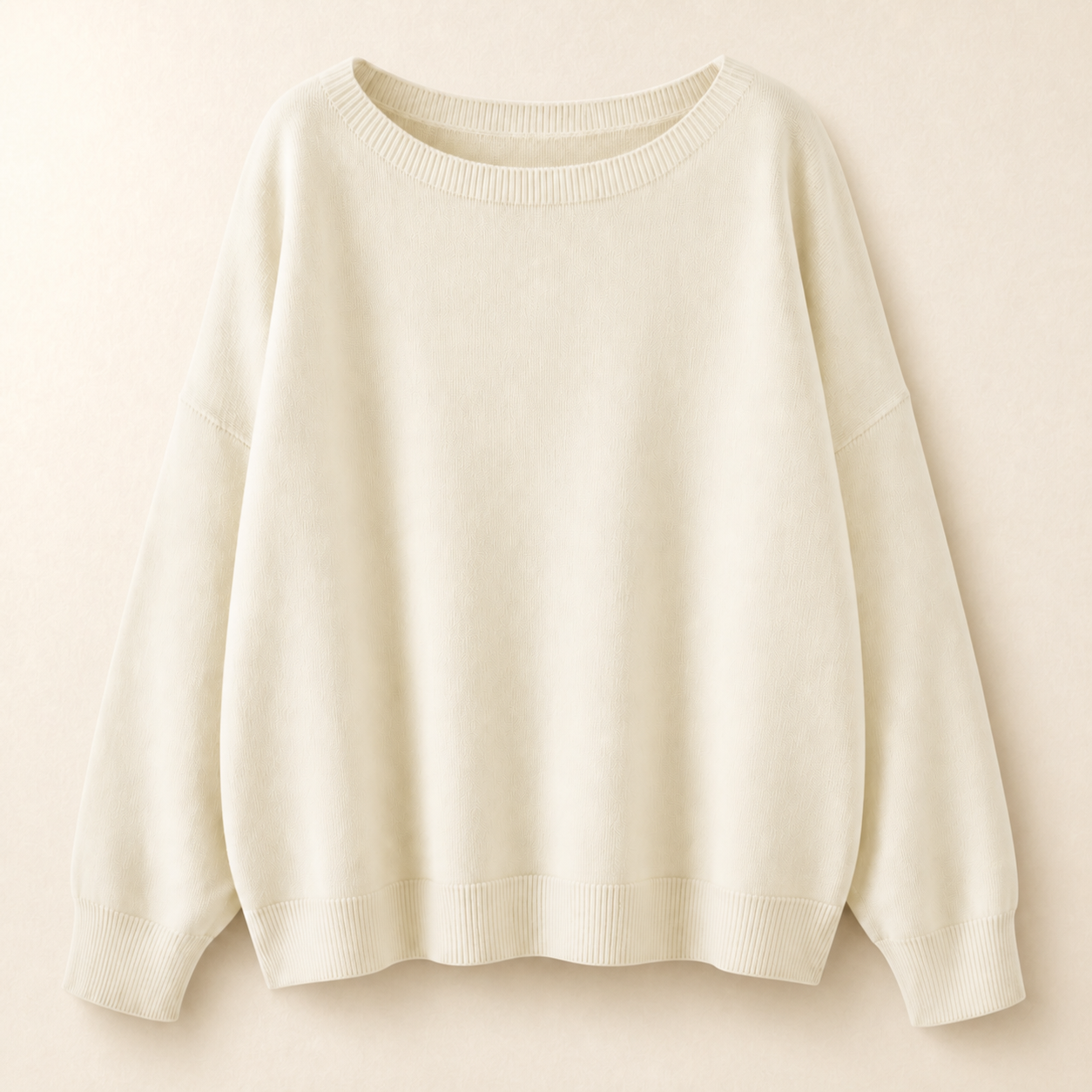 Women's relaxed boxy knit sweater - Single Pack — Cream, XL