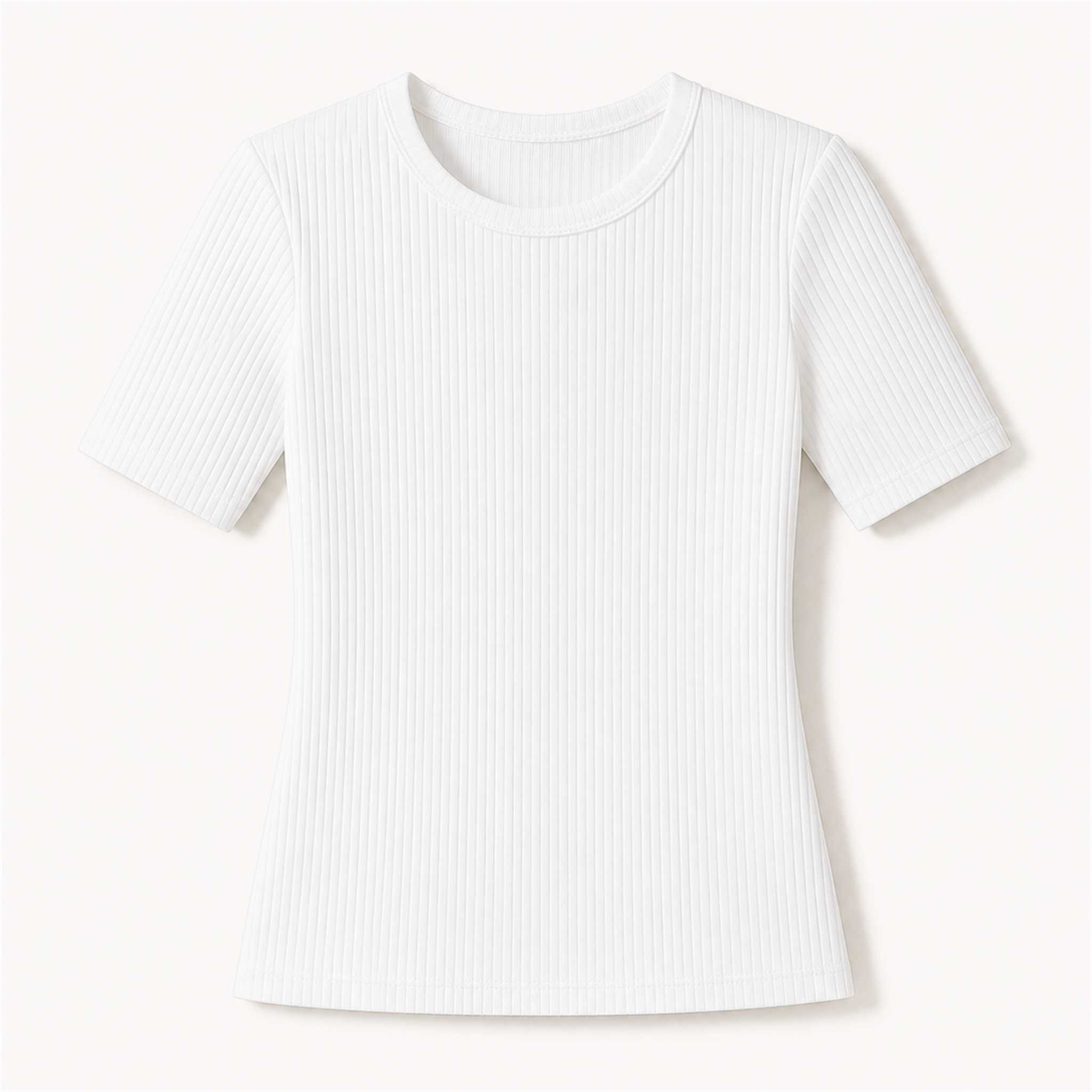 Women's 8-Pack Ribbed Cotton Stretch Crew Neck T-Shirts - white single tee