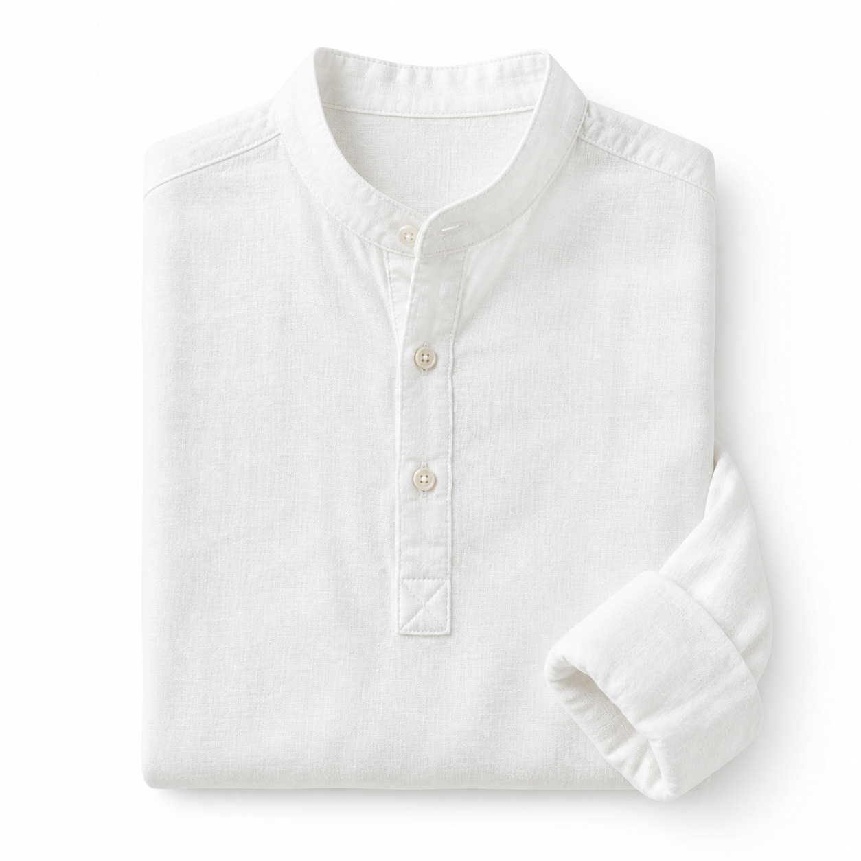 Men's Linen-Look Long Sleeve Henley Vacation Shirts Packs - sku white
