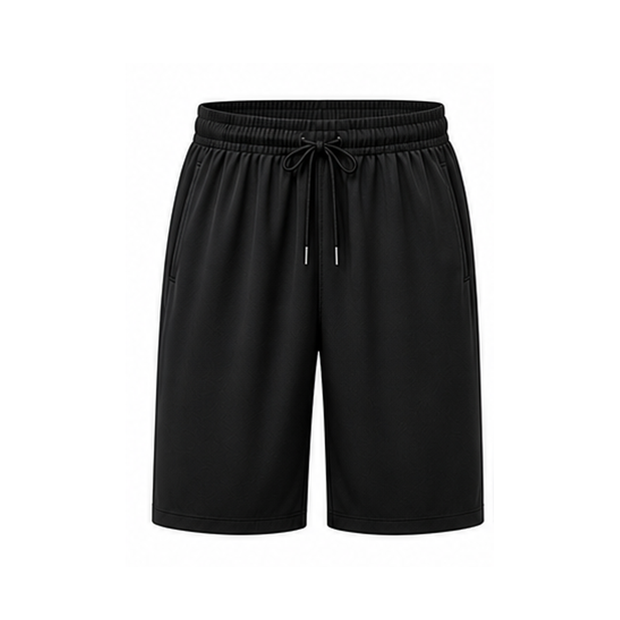 Men's 8-Piece Smooth Polyester Drawstring Athletic Shorts Set - Black