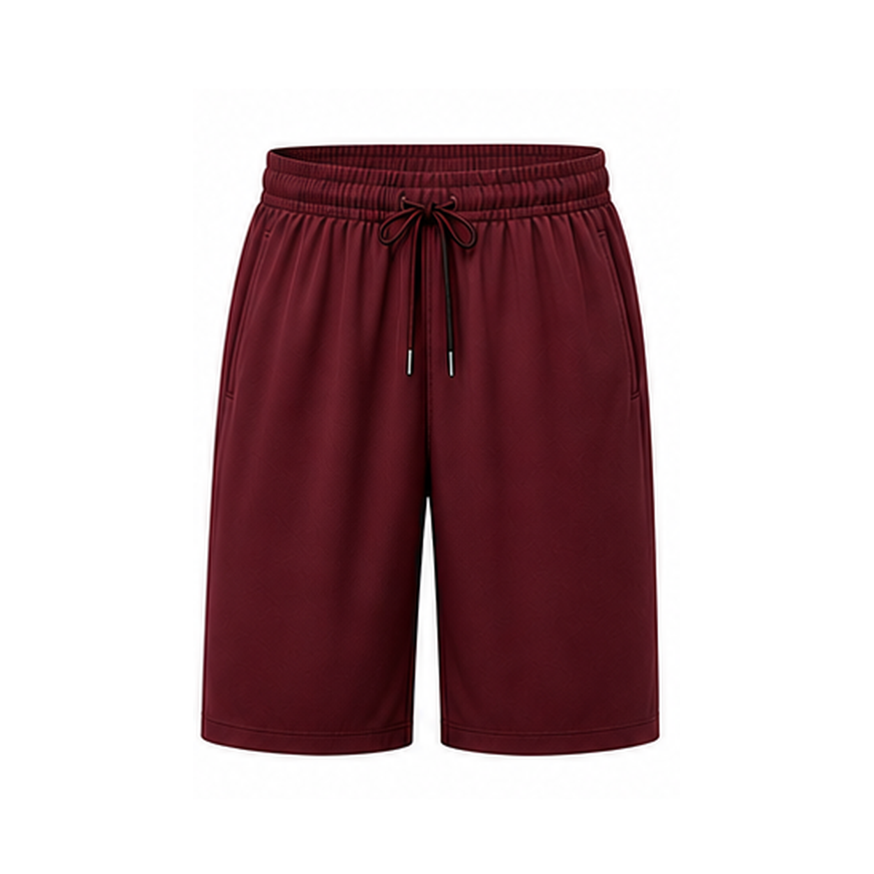 Men's 8-Piece Smooth Polyester Drawstring Athletic Shorts Set - Burgundy