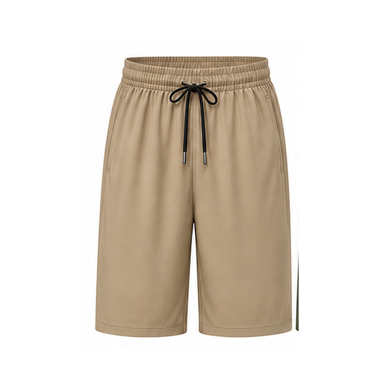 Men's 8-Piece Smooth Polyester Drawstring Athletic Shorts Set - Khaki