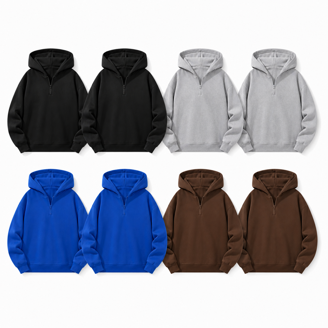 Unisex Solid Half-Zip Hoodies 8-Pack - Classic 8-Pack, S