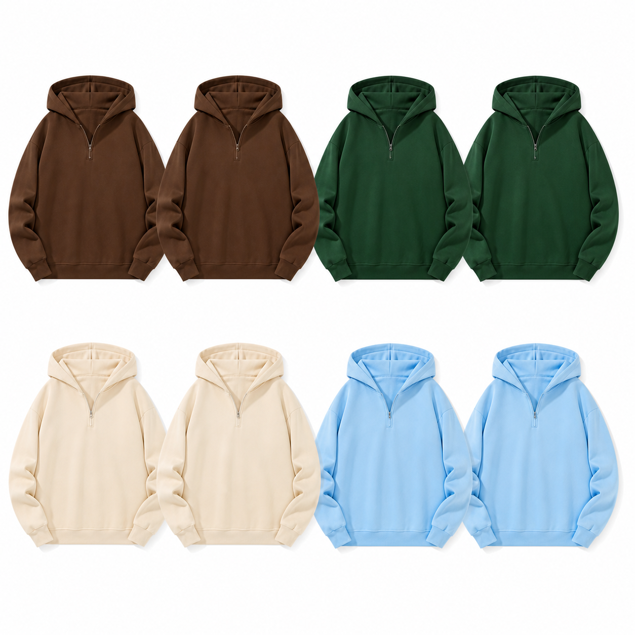 Unisex Solid Half-Zip Hoodies 8-Pack - Earth & Air 8-Pack, M