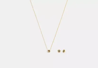 Tea Rose Pendant Necklace And Earrings Gift Set
