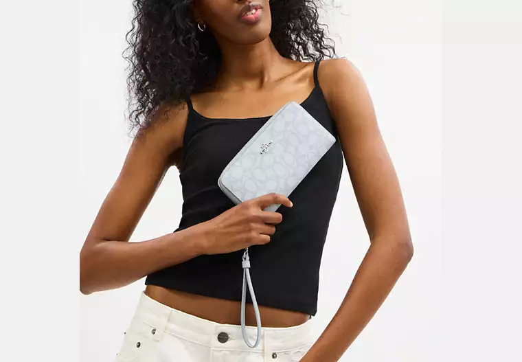 Long Zip Around Wallet In Sketch Signature Canvas