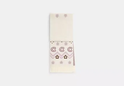 Fair Isle Print Knit Muffler