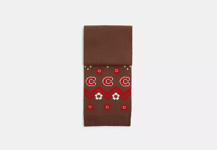 Fair Isle Print Knit Muffler