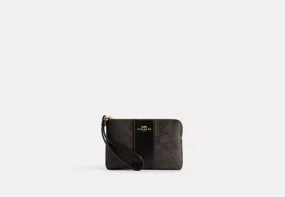 Corner Zip Wristlet In Signature Canvas With Stripe