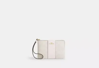 Corner Zip Wristlet In Signature Canvas With Stripe
