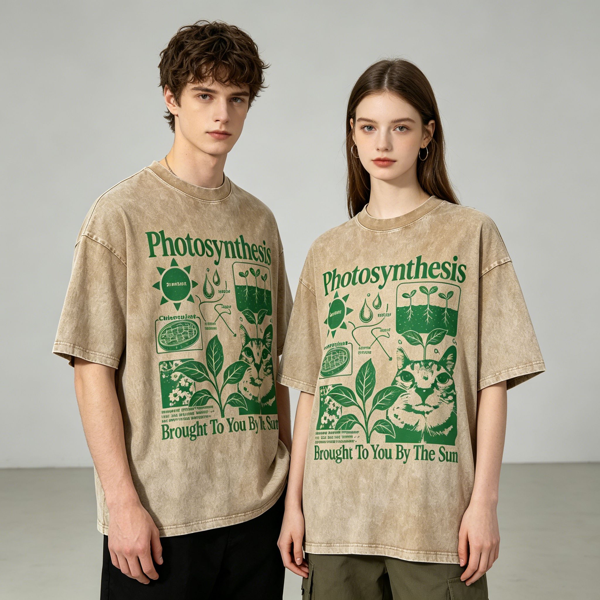 Photosynthesis Cat Graphic Cotton T-Shirt