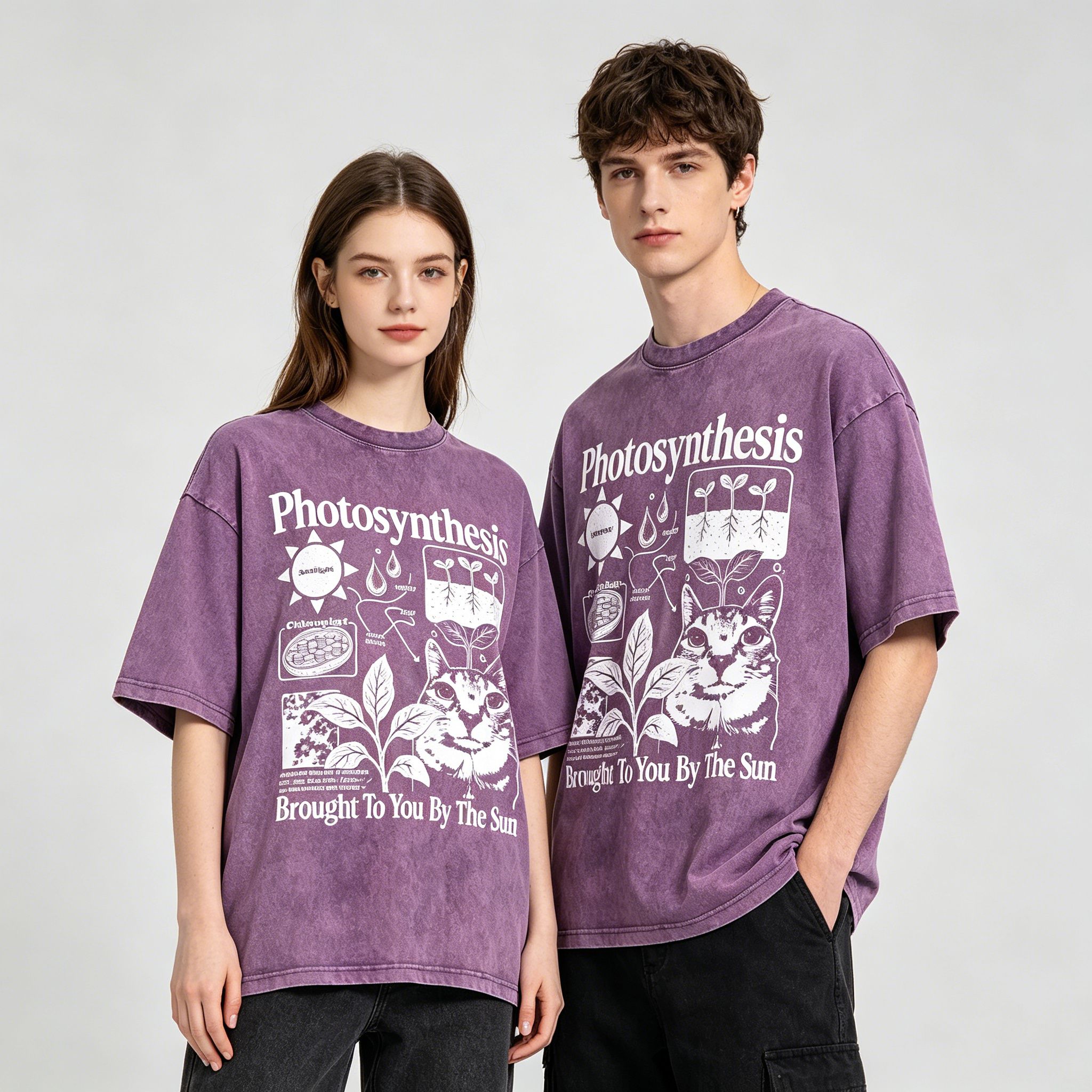 Photosynthesis Cat Graphic Cotton T-Shirt