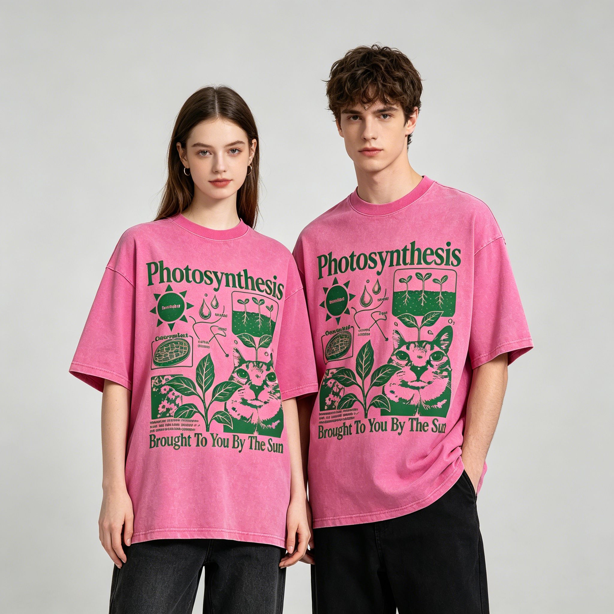 Photosynthesis Cat Graphic Cotton T-Shirt