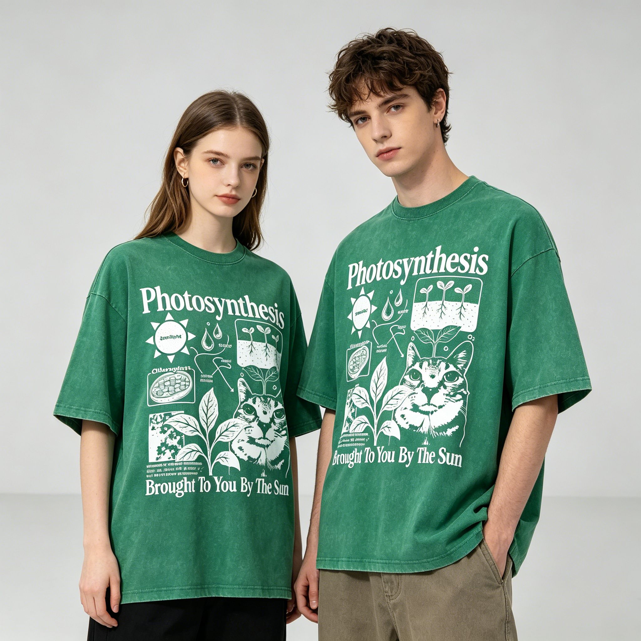Photosynthesis Cat Graphic Cotton T-Shirt