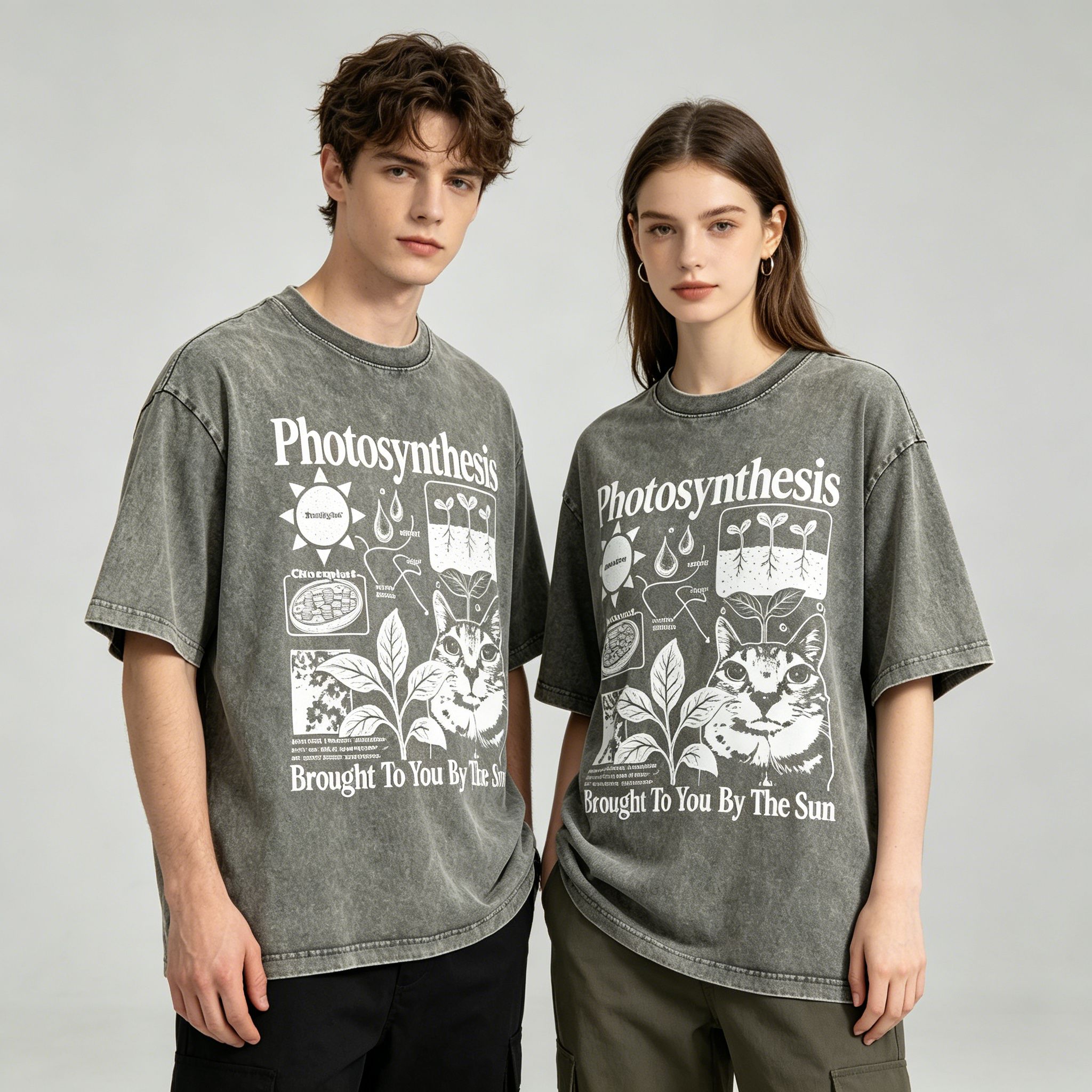 Photosynthesis Cat Graphic Cotton T-Shirt