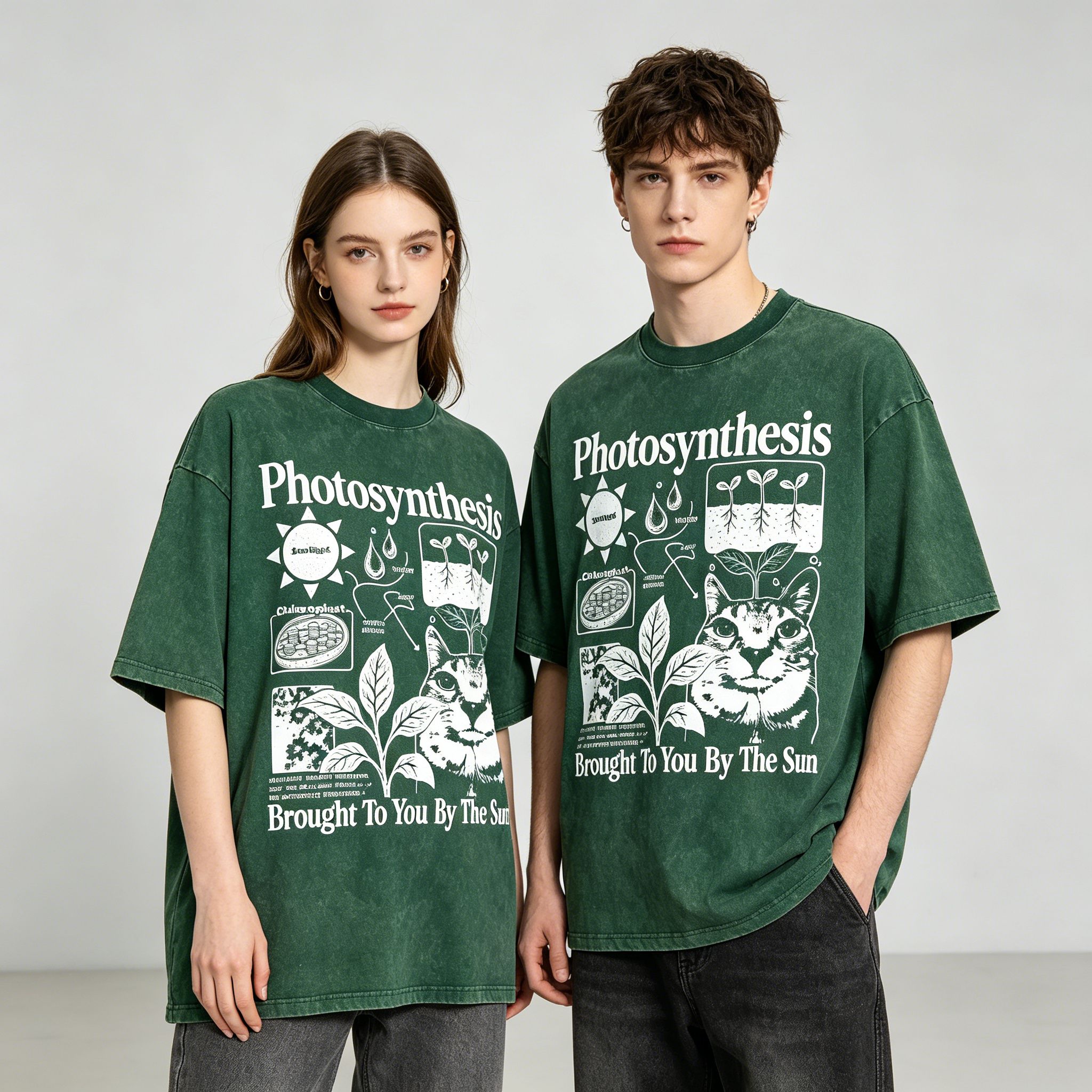 Photosynthesis Cat Graphic Cotton T-Shirt