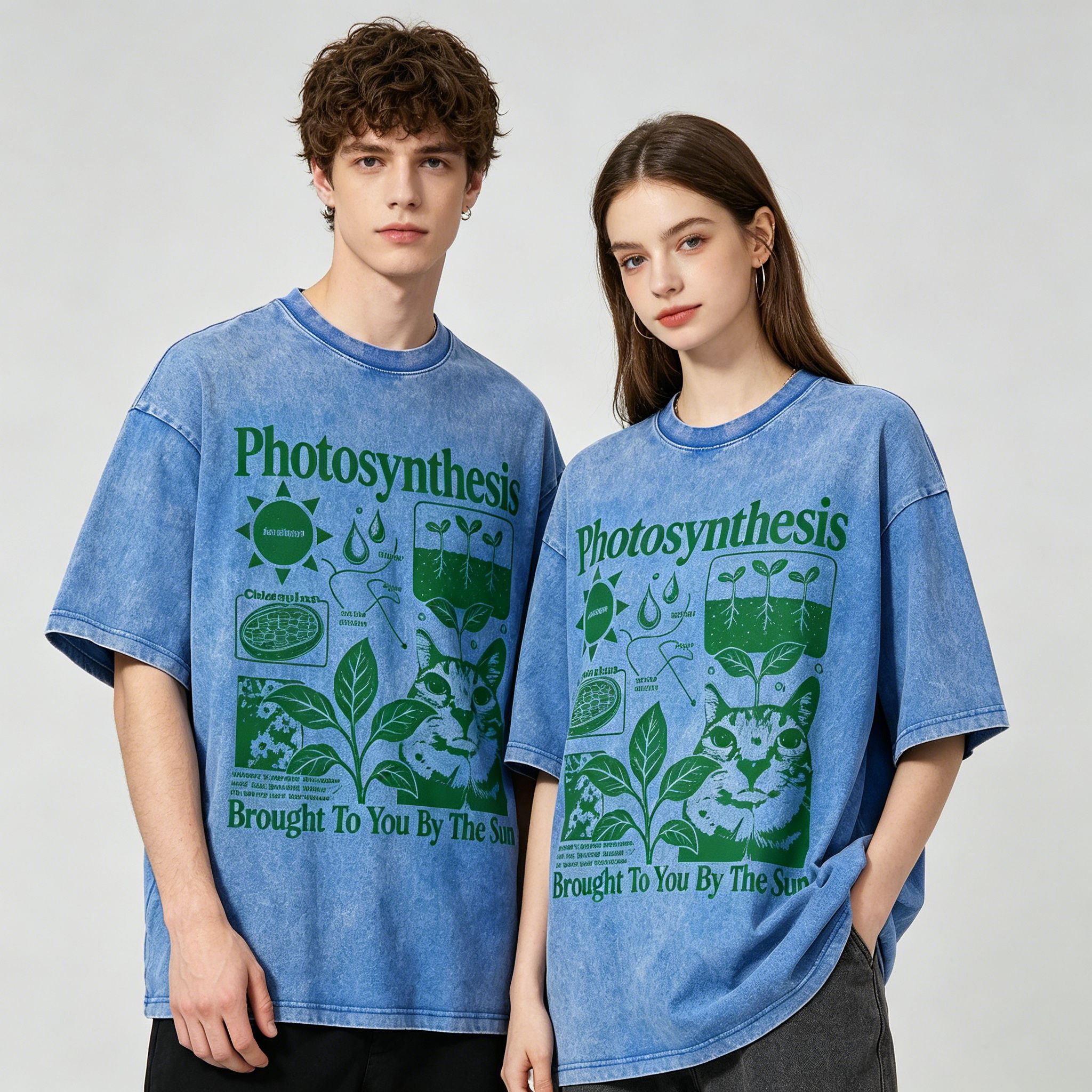 Photosynthesis Cat Graphic Cotton T-Shirt