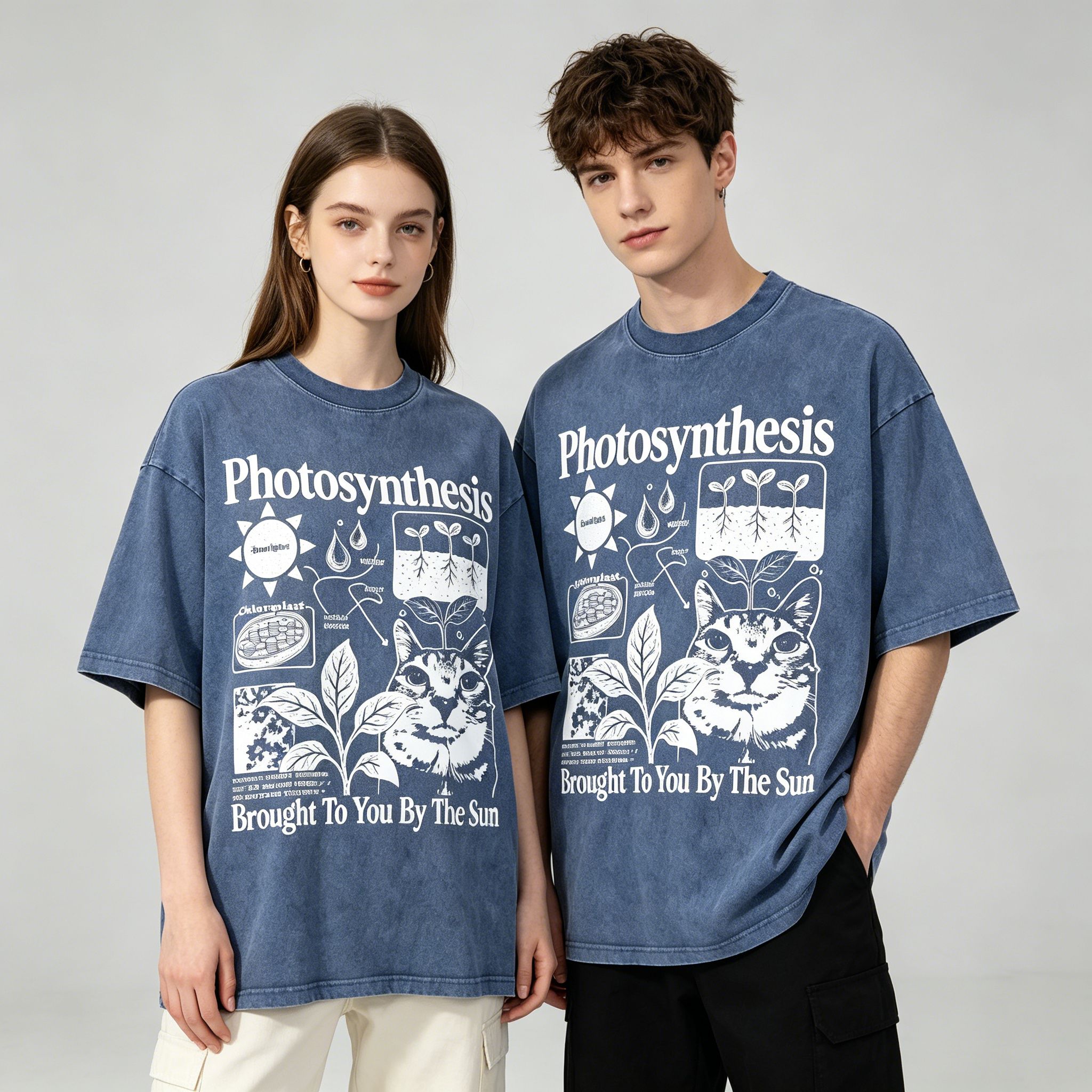 Photosynthesis Cat Graphic Cotton T-Shirt