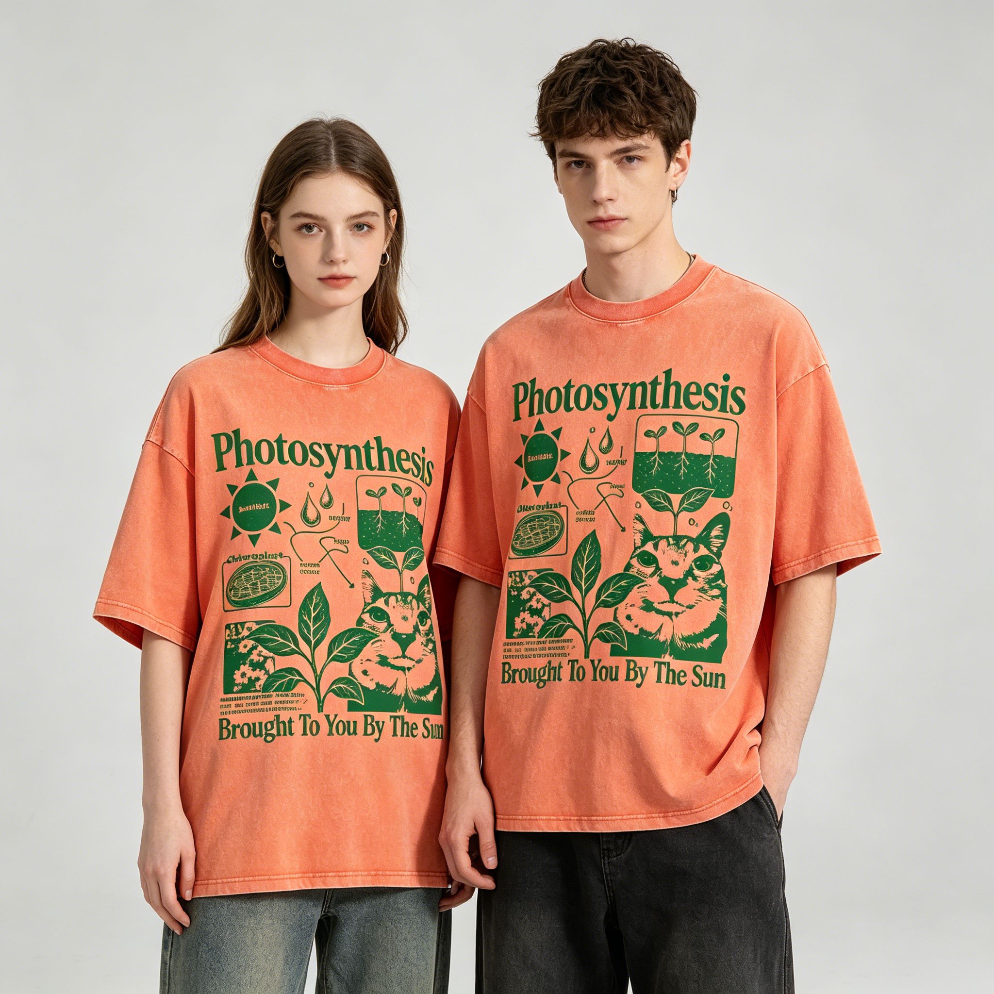 Photosynthesis Cat Graphic Cotton T-Shirt
