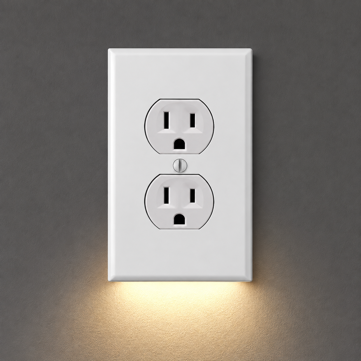 Outlet wall plate with built-in LED night light