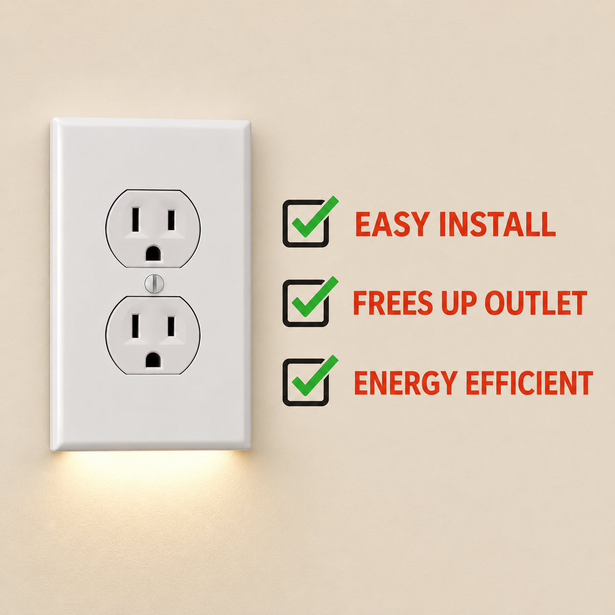 Easy install energy efficient outlet night light