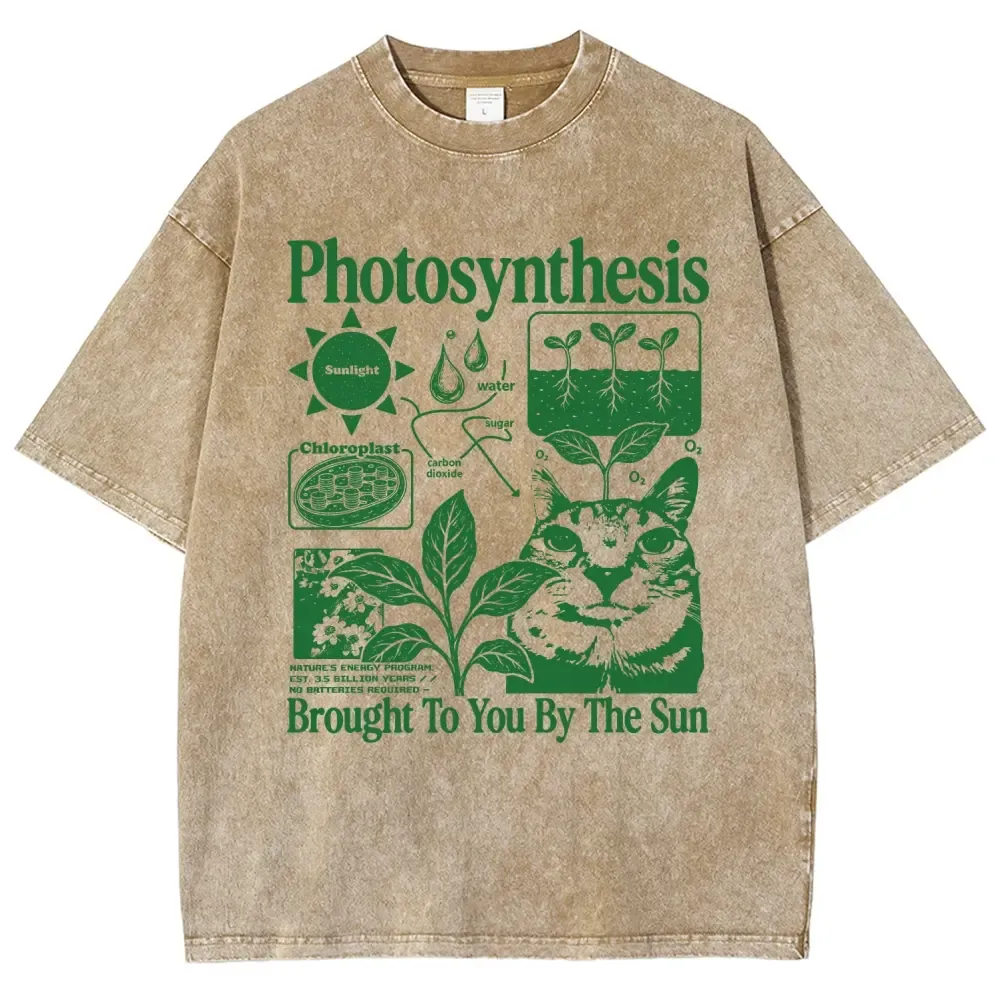 Photosynthesis Cat Graphic Cotton T-Shirt
