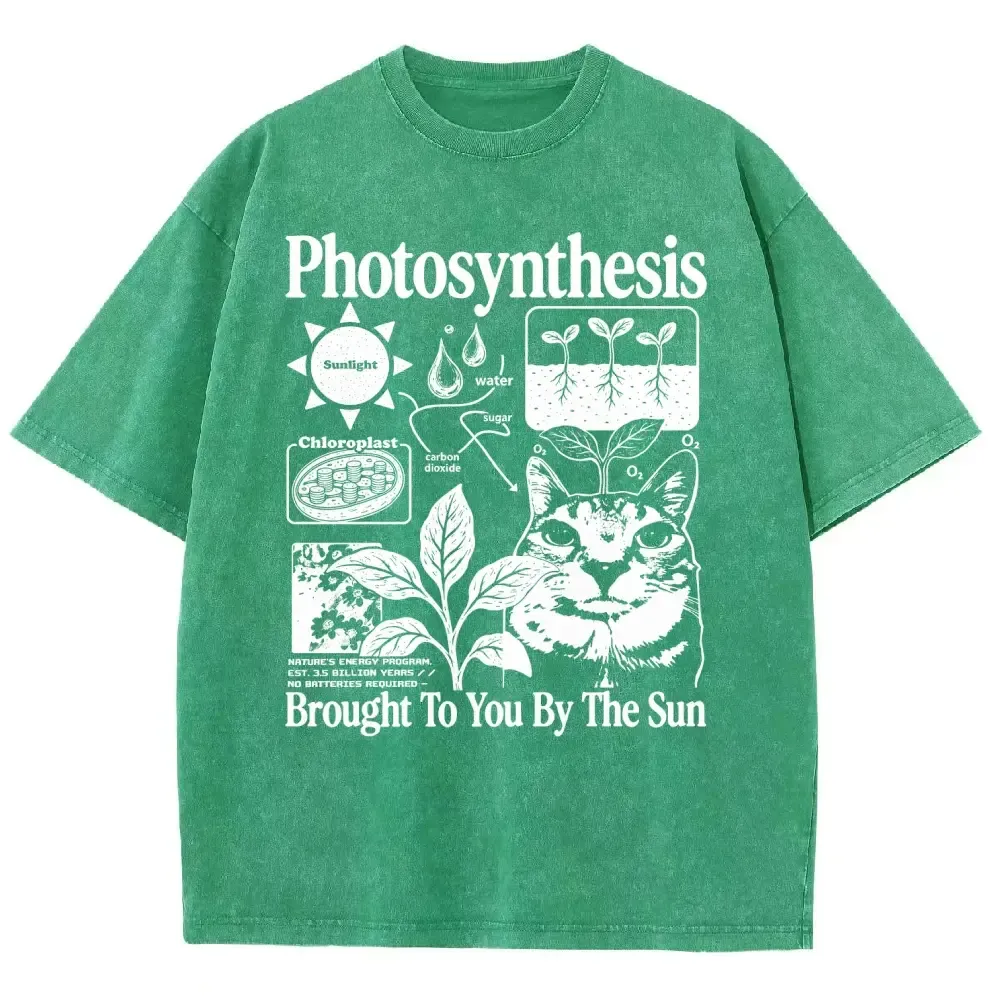 Photosynthesis Cat Graphic Cotton T-Shirt
