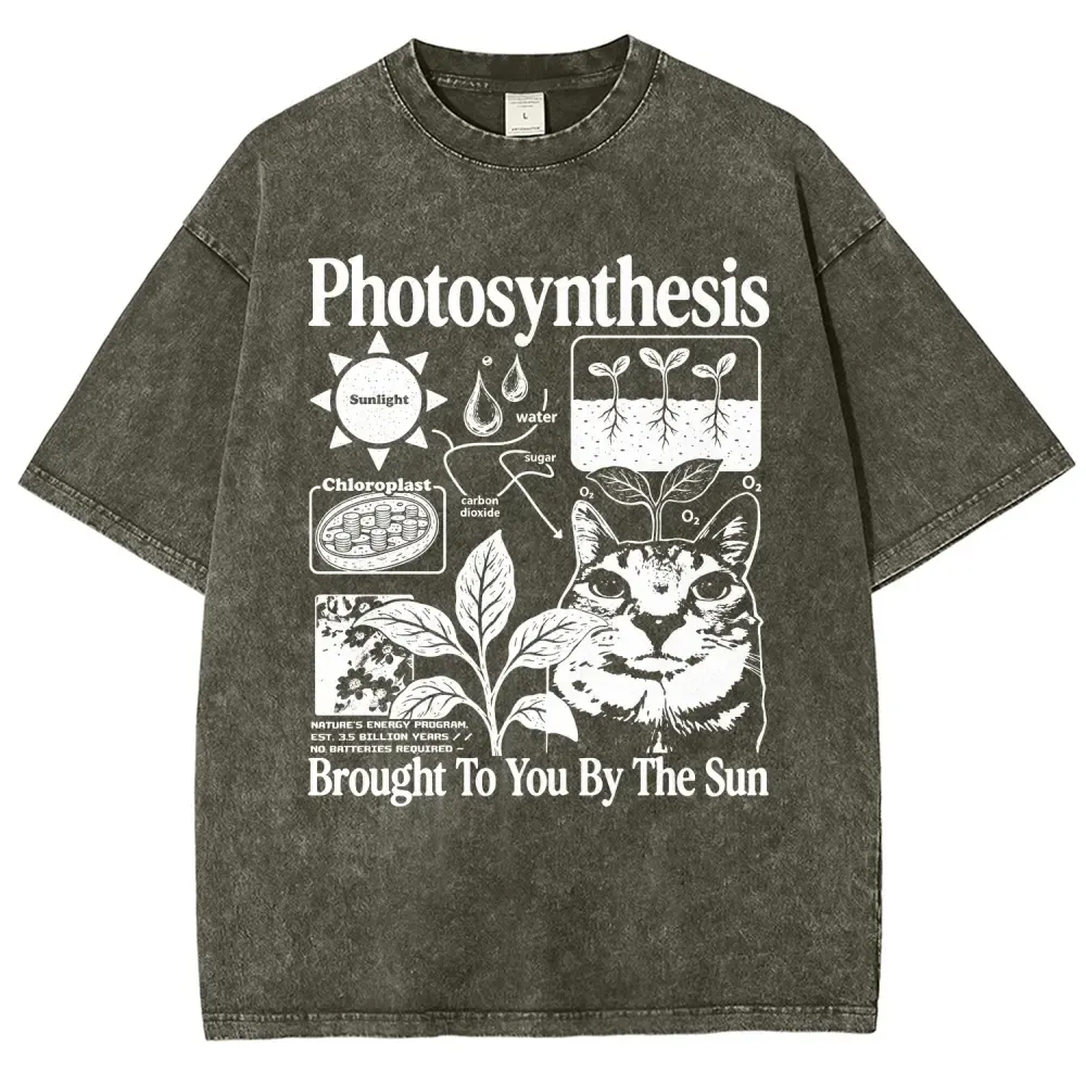 Photosynthesis Cat Graphic Cotton T-Shirt