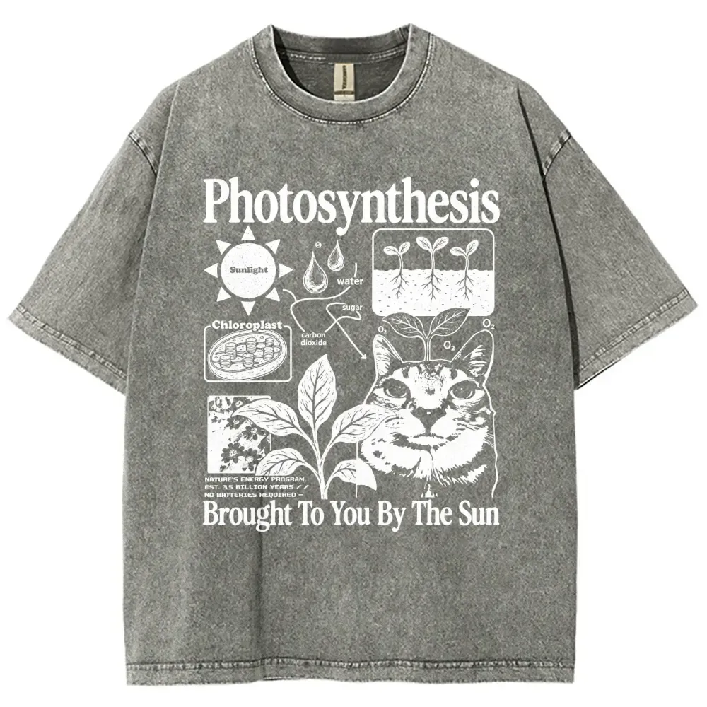 Photosynthesis Cat Graphic Cotton T-Shirt