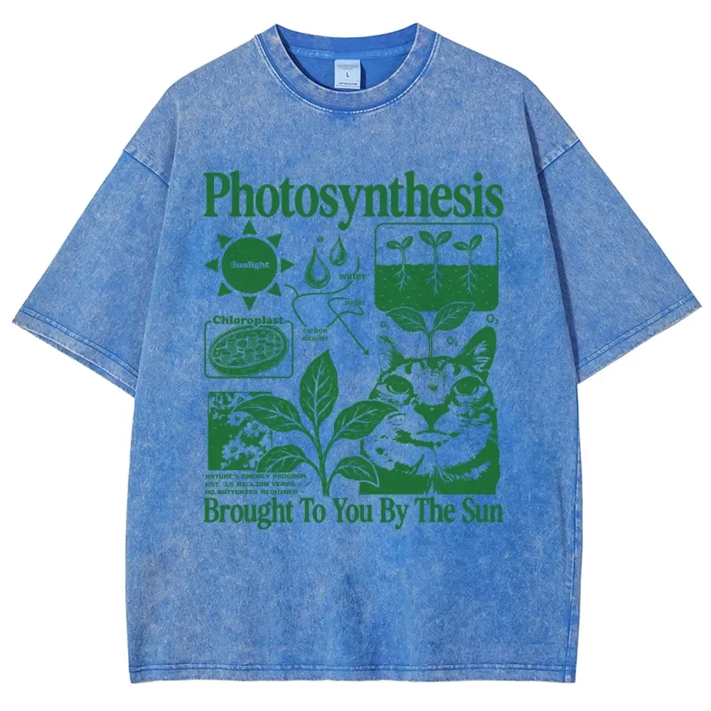 Photosynthesis Cat Graphic Cotton T-Shirt