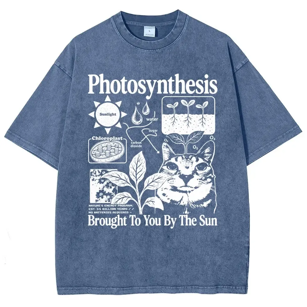 Photosynthesis Cat Graphic Cotton T-Shirt
