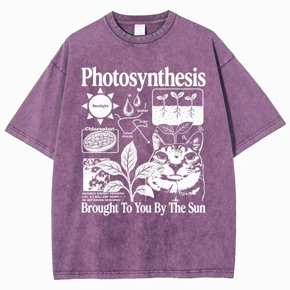 Photosynthesis Cat Graphic Cotton T-Shirt
