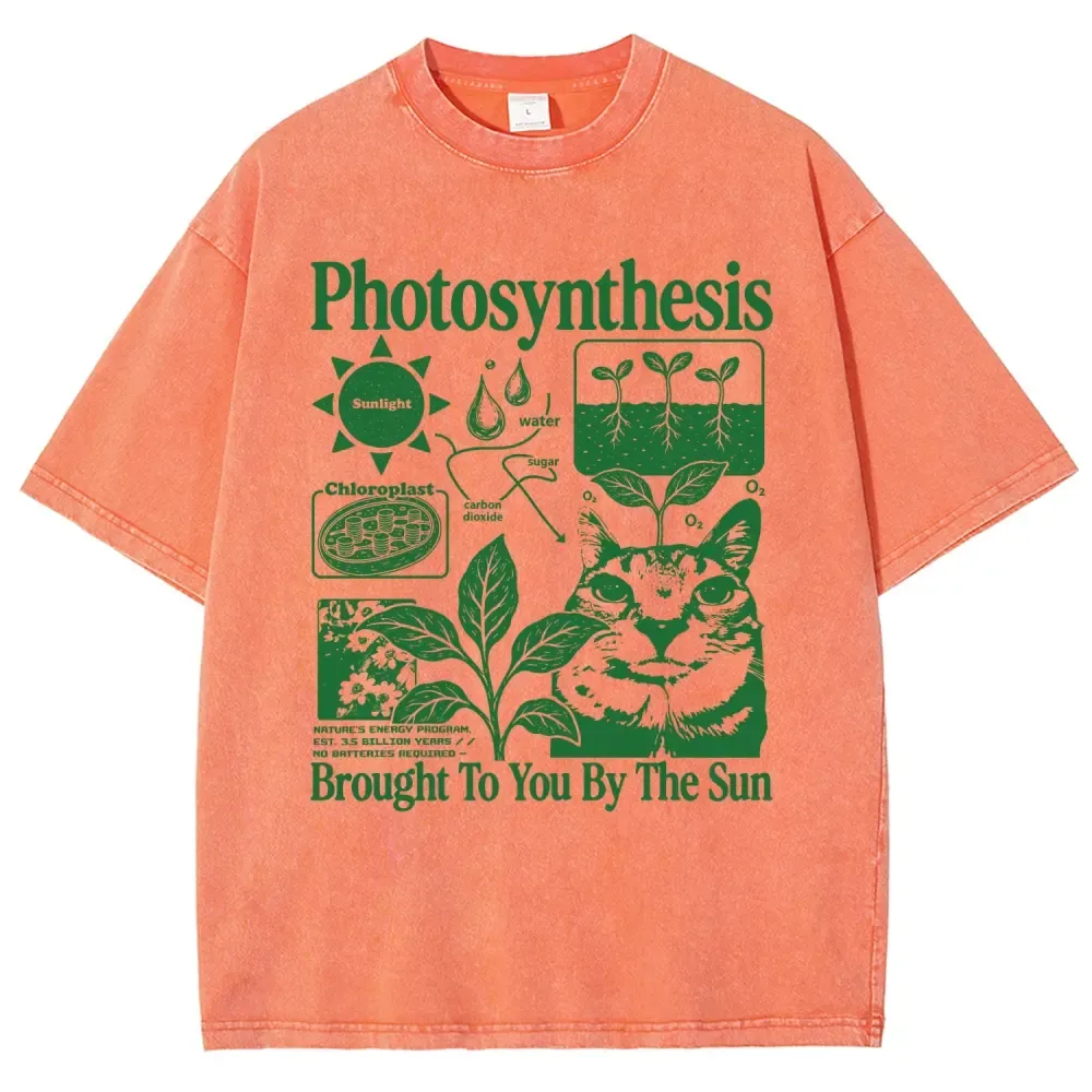 Photosynthesis Cat Graphic Cotton T-Shirt